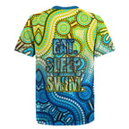 Australia National Swimming Team Rugby Jersey Aboriginal Dot Art Ocean Wave Pattern
