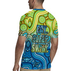 Australia National Swimming Team Rugby Jersey Aboriginal Dot Art Ocean Wave Pattern