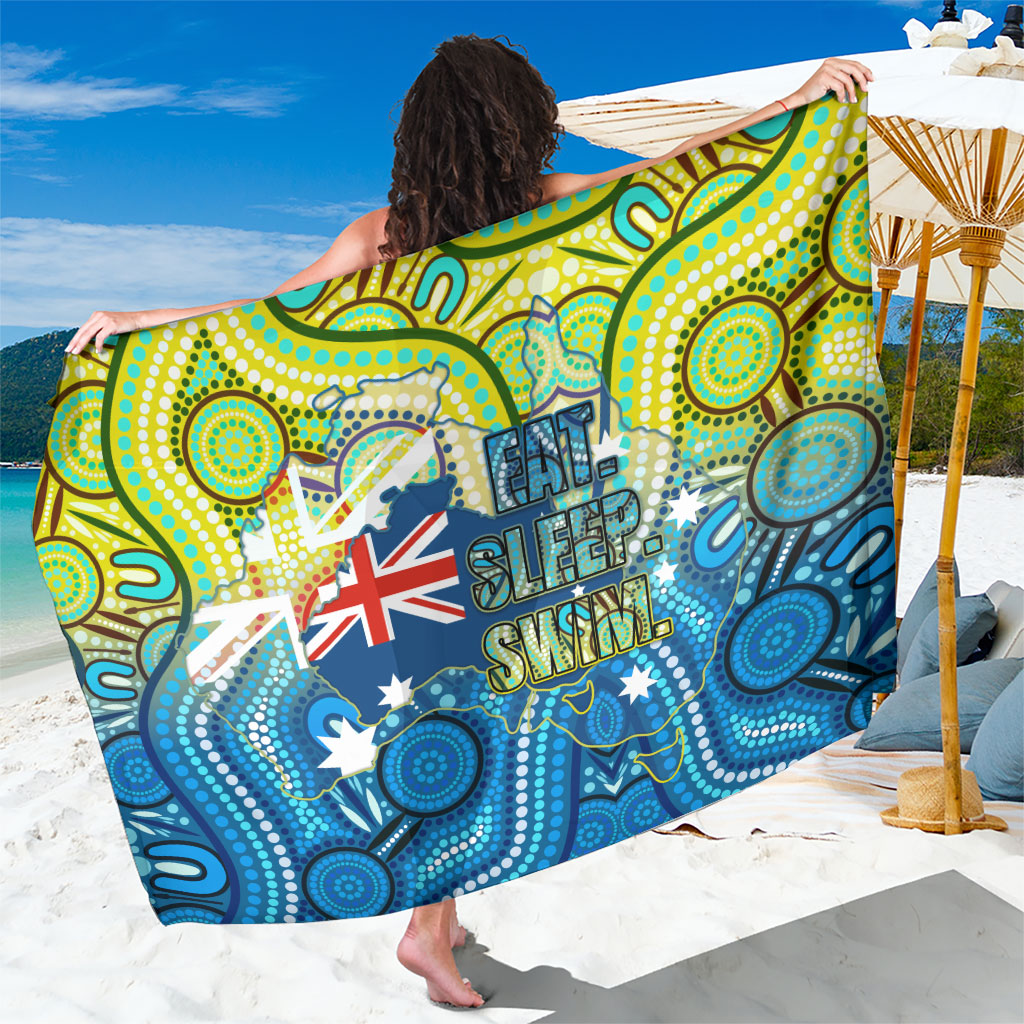 Australia National Swimming Team Sarong Aboriginal Dot Art Ocean Wave Pattern