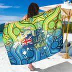 Australia National Swimming Team Sarong Aboriginal Dot Art Ocean Wave Pattern