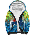 Australia National Swimming Team Sherpa Hoodie Aboriginal Dot Art Ocean Wave Pattern