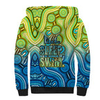 Australia National Swimming Team Sherpa Hoodie Aboriginal Dot Art Ocean Wave Pattern