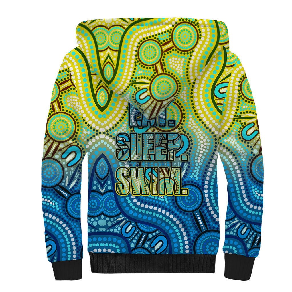 Australia National Swimming Team Sherpa Hoodie Aboriginal Dot Art Ocean Wave Pattern