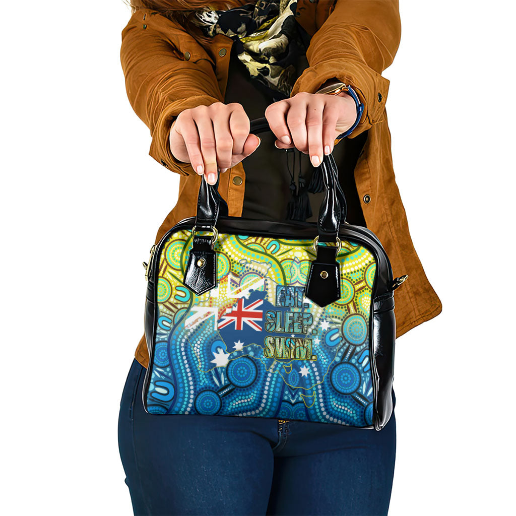 Australia National Swimming Team Shoulder Handbag Aboriginal Dot Art Ocean Wave Pattern