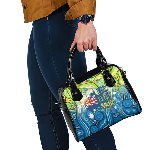 Australia National Swimming Team Shoulder Handbag Aboriginal Dot Art Ocean Wave Pattern