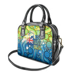 Australia National Swimming Team Shoulder Handbag Aboriginal Dot Art Ocean Wave Pattern