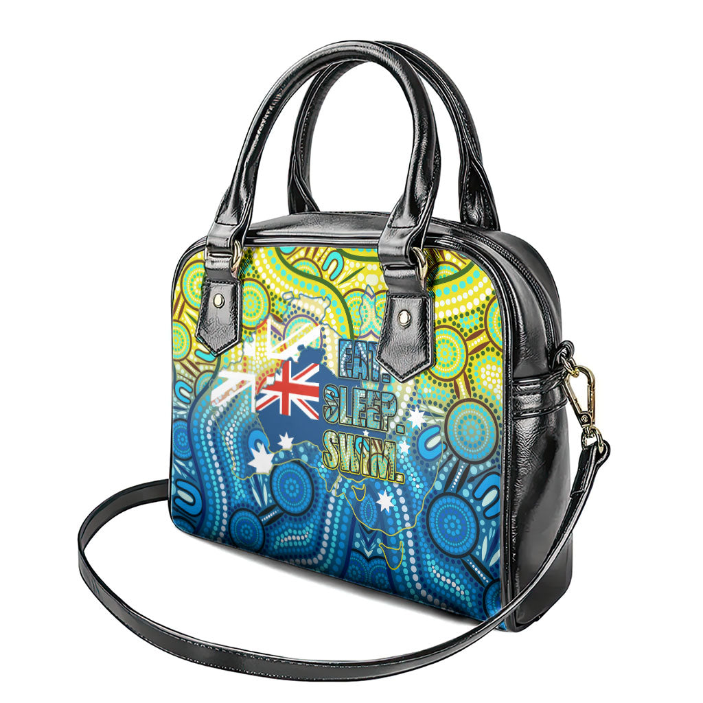Australia National Swimming Team Shoulder Handbag Aboriginal Dot Art Ocean Wave Pattern