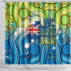 Australia National Swimming Team Shower Curtain Aboriginal Dot Art Ocean Wave Pattern