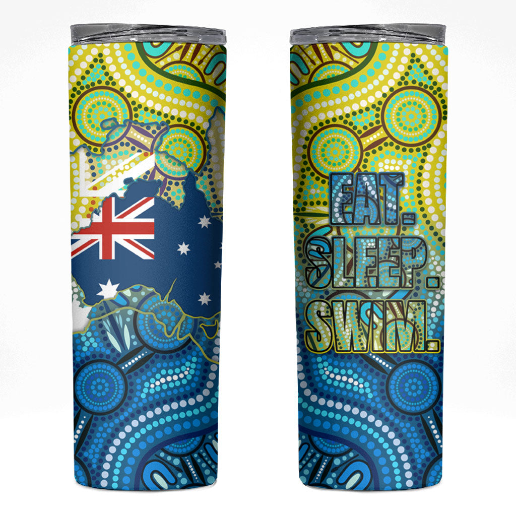 Australia National Swimming Team Skinny Tumbler Aboriginal Dot Art Ocean Wave Pattern