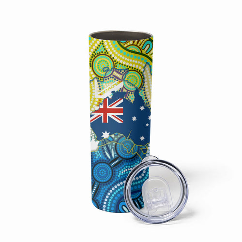Australia National Swimming Team Skinny Tumbler Aboriginal Dot Art Ocean Wave Pattern