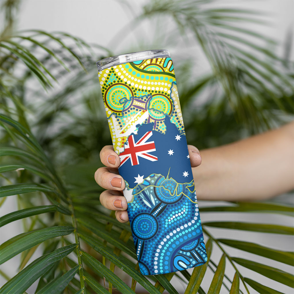 Australia National Swimming Team Skinny Tumbler Aboriginal Dot Art Ocean Wave Pattern
