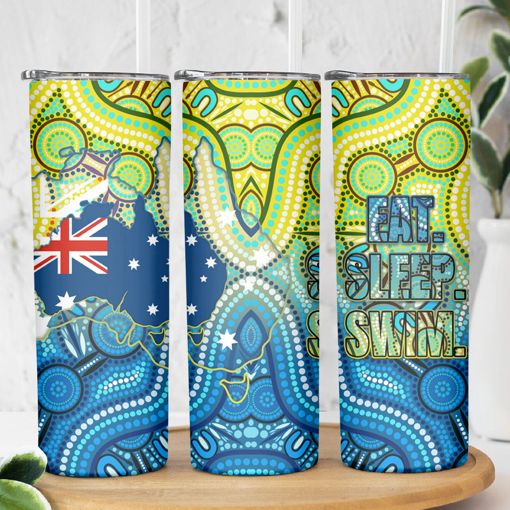 Australia National Swimming Team Skinny Tumbler Aboriginal Dot Art Ocean Wave Pattern