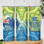 Australia National Swimming Team Skinny Tumbler Aboriginal Dot Art Ocean Wave Pattern