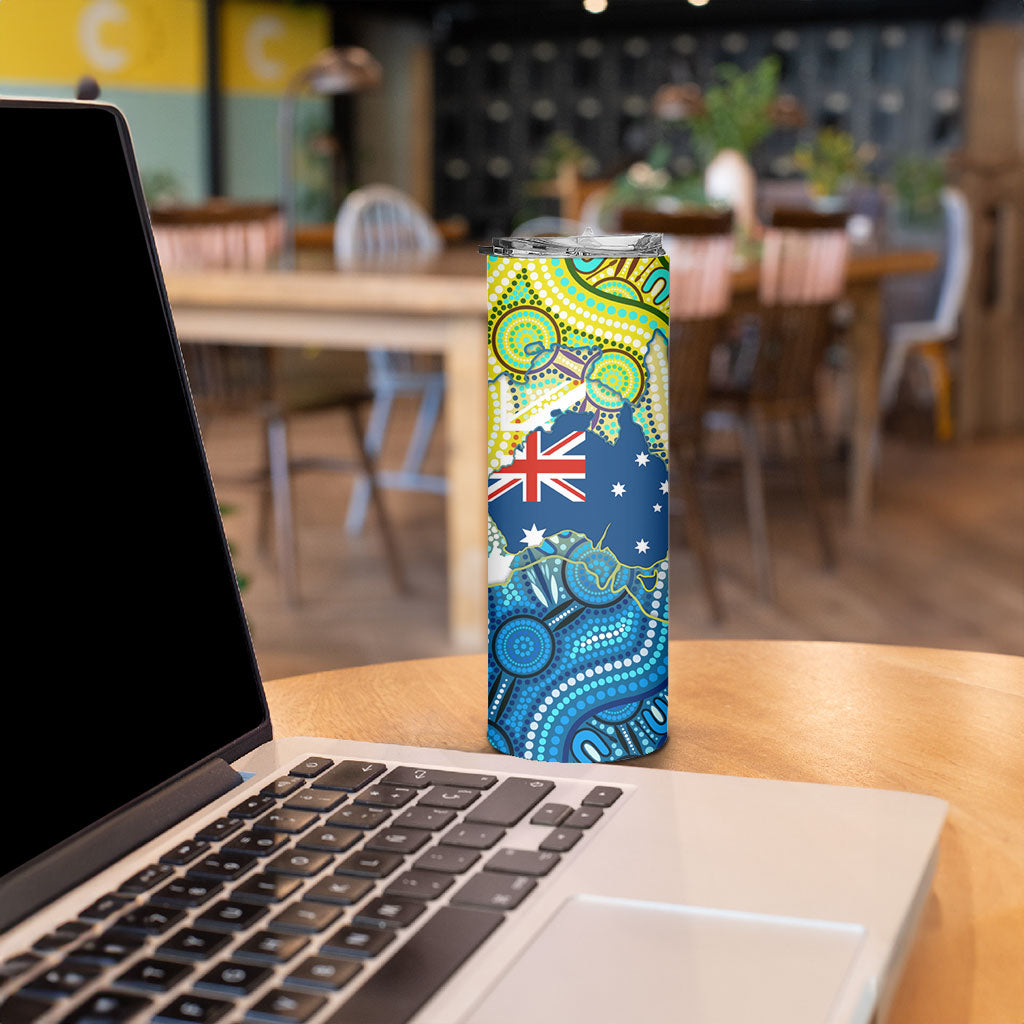 Australia National Swimming Team Skinny Tumbler Aboriginal Dot Art Ocean Wave Pattern