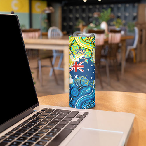 Australia National Swimming Team Skinny Tumbler Aboriginal Dot Art Ocean Wave Pattern