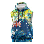 Australia National Swimming Team Sleeveless Hoodie Aboriginal Dot Art Ocean Wave Pattern
