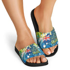 Australia National Swimming Team Slide Sandals Aboriginal Dot Art Ocean Wave Pattern