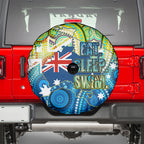 Australia National Swimming Team Spare Tire Cover Aboriginal Dot Art Ocean Wave Pattern