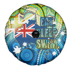 Australia National Swimming Team Spare Tire Cover Aboriginal Dot Art Ocean Wave Pattern