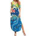 Australia National Swimming Team Summer Maxi Dress Aboriginal Dot Art Ocean Wave Pattern