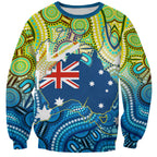 Australia National Swimming Team Sweatshirt Aboriginal Dot Art Ocean Wave Pattern