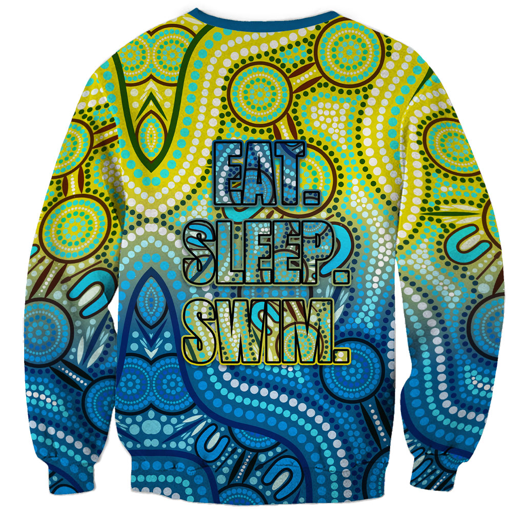 Australia National Swimming Team Sweatshirt Aboriginal Dot Art Ocean Wave Pattern