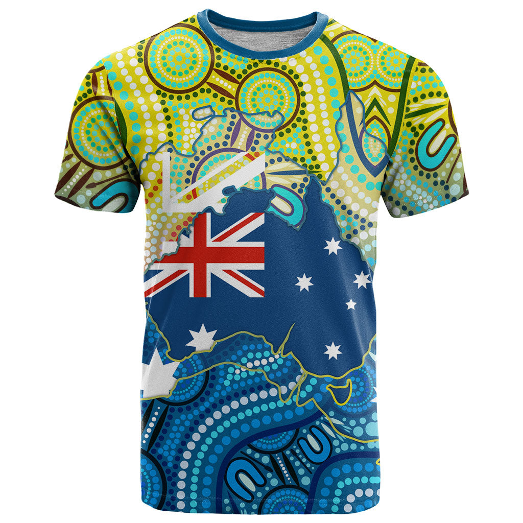 Australia National Swimming Team T Shirt Aboriginal Dot Art Ocean Wave Pattern