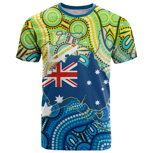Australia National Swimming Team T Shirt Aboriginal Dot Art Ocean Wave Pattern