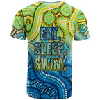 Australia National Swimming Team T Shirt Aboriginal Dot Art Ocean Wave Pattern