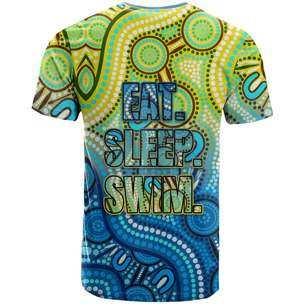 Australia National Swimming Team T Shirt Aboriginal Dot Art Ocean Wave Pattern