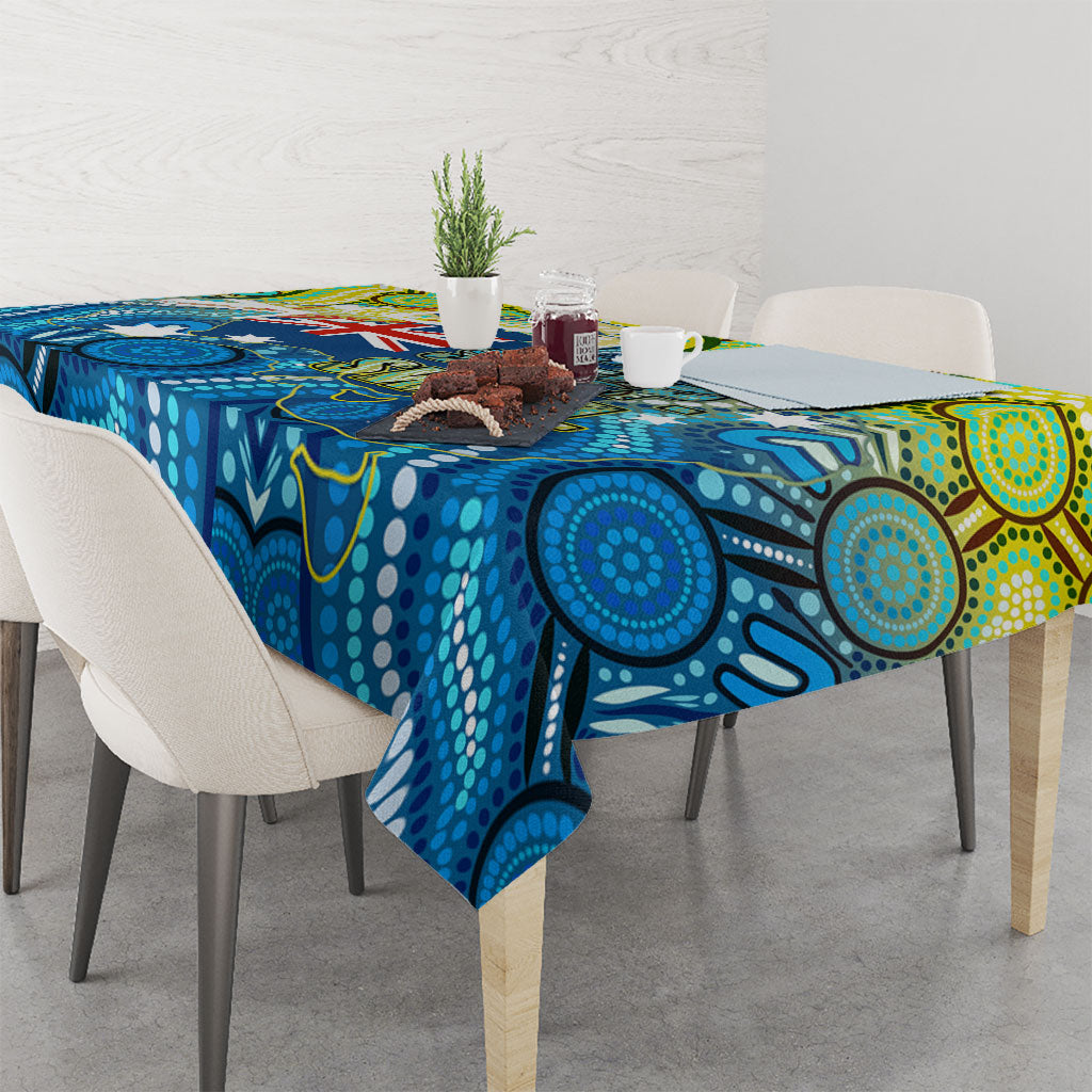 Australia National Swimming Team Tablecloth Aboriginal Dot Art Ocean Wave Pattern