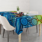 Australia National Swimming Team Tablecloth Aboriginal Dot Art Ocean Wave Pattern