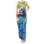 Australia National Swimming Team Tank Maxi Dress Aboriginal Dot Art Ocean Wave Pattern