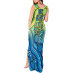Australia National Swimming Team Tank Maxi Dress Aboriginal Dot Art Ocean Wave Pattern