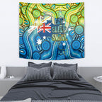 Australia National Swimming Team Tapestry Aboriginal Dot Art Ocean Wave Pattern