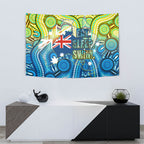 Australia National Swimming Team Tapestry Aboriginal Dot Art Ocean Wave Pattern