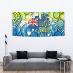 Australia National Swimming Team Tapestry Aboriginal Dot Art Ocean Wave Pattern