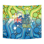 Australia National Swimming Team Tapestry Aboriginal Dot Art Ocean Wave Pattern