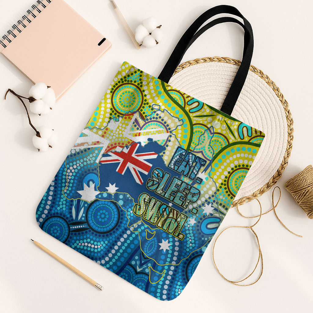 Australia National Swimming Team Tote Bag Aboriginal Dot Art Ocean Wave Pattern