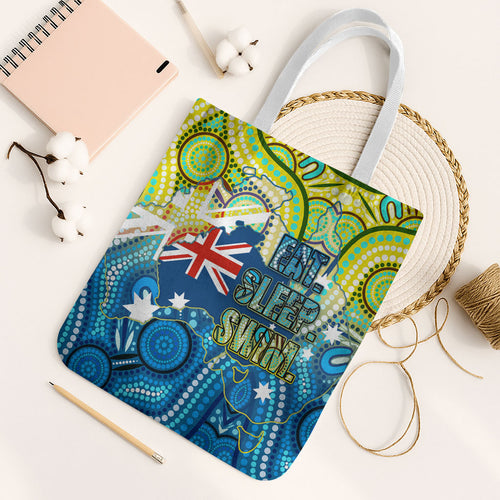Australia National Swimming Team Tote Bag Aboriginal Dot Art Ocean Wave Pattern