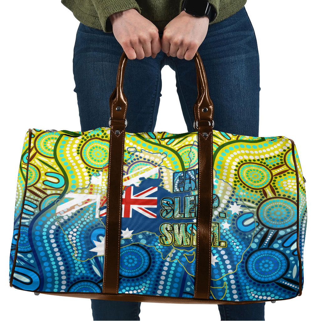 Australia National Swimming Team Travel Bag Aboriginal Dot Art Ocean Wave Pattern
