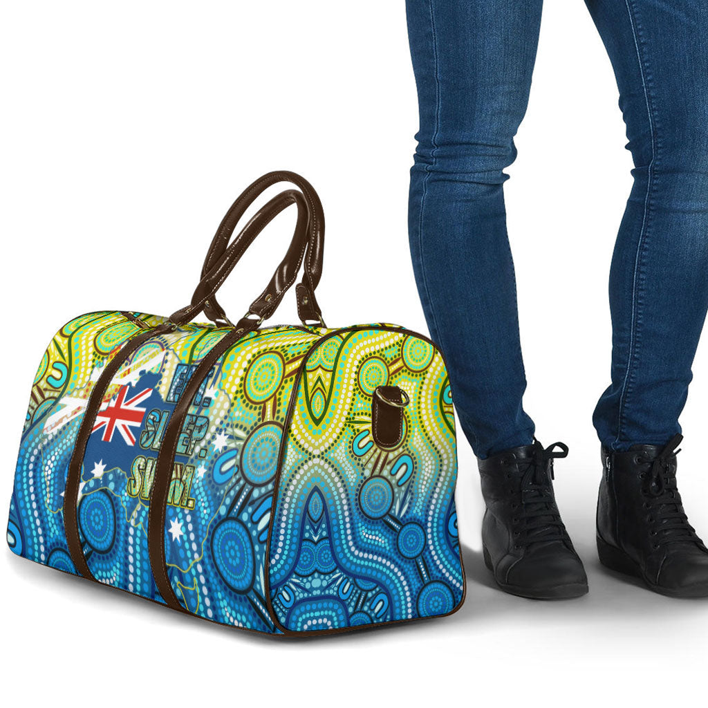 Australia National Swimming Team Travel Bag Aboriginal Dot Art Ocean Wave Pattern