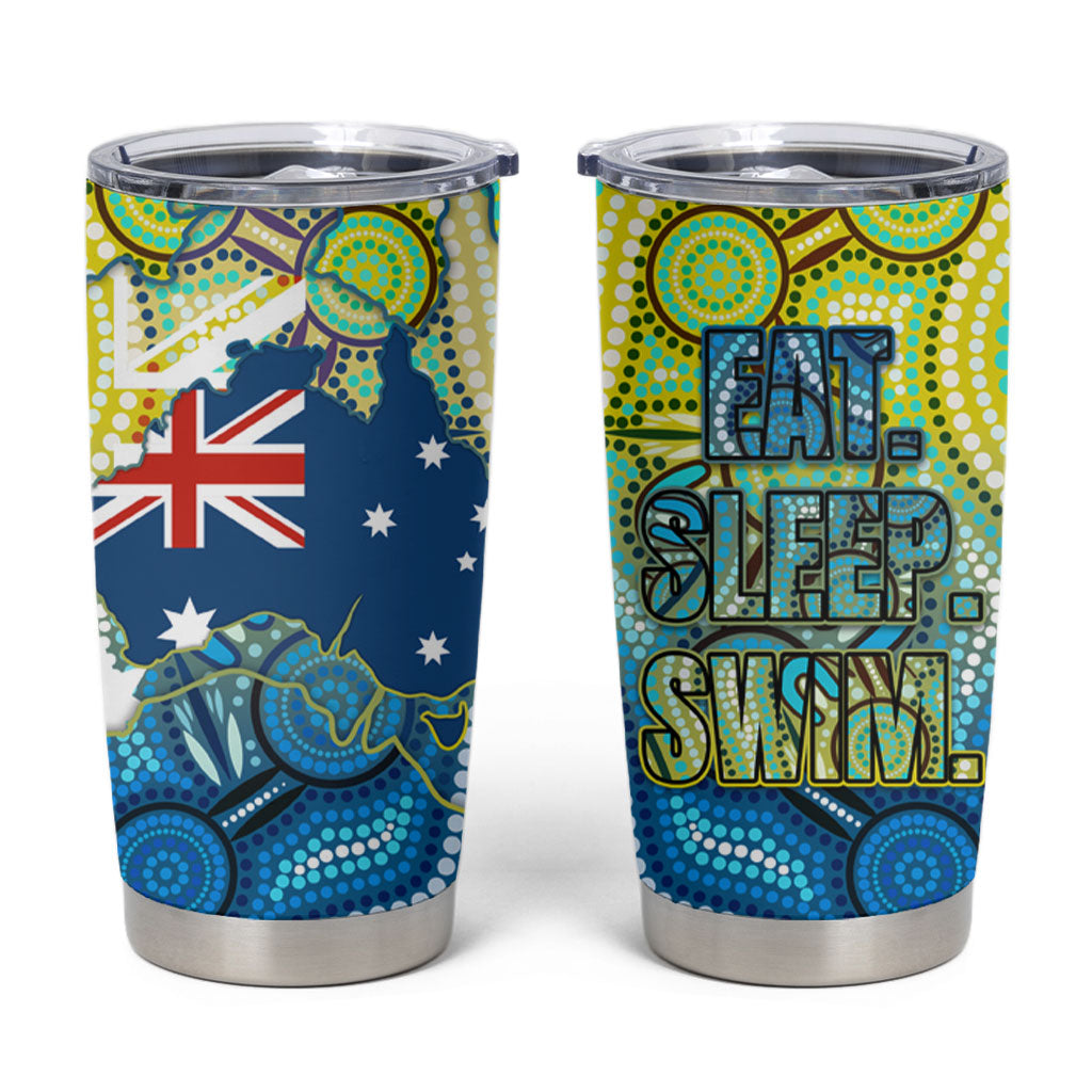 Australia National Swimming Team Tumbler Cup Aboriginal Dot Art Ocean Wave Pattern