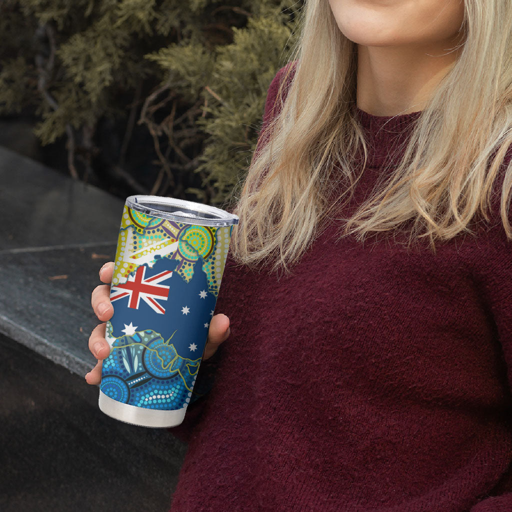 Australia National Swimming Team Tumbler Cup Aboriginal Dot Art Ocean Wave Pattern