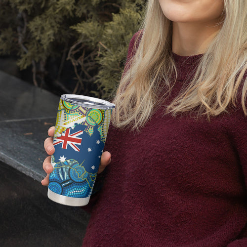 Australia National Swimming Team Tumbler Cup Aboriginal Dot Art Ocean Wave Pattern