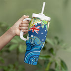 Australia National Swimming Team Tumbler With Handle Aboriginal Dot Art Ocean Wave Pattern