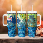 Australia National Swimming Team Tumbler With Handle Aboriginal Dot Art Ocean Wave Pattern