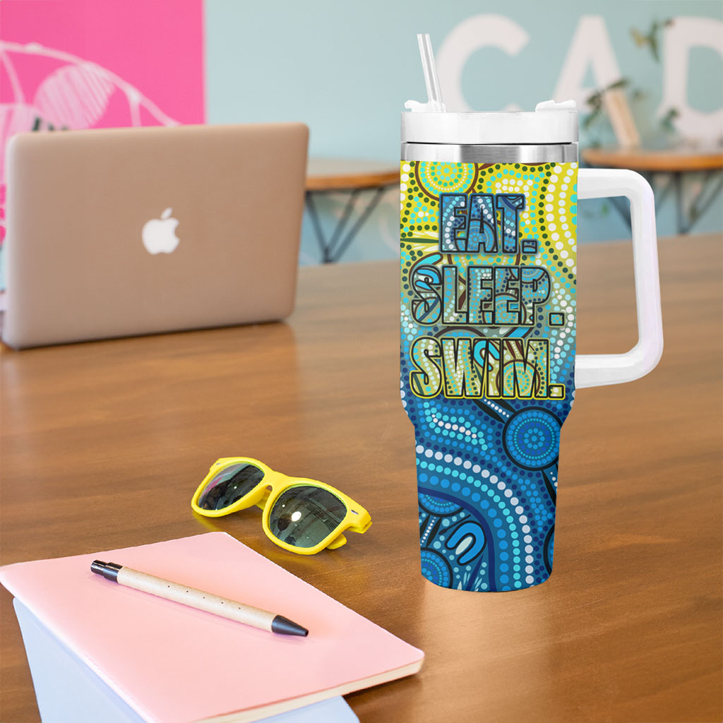 Australia National Swimming Team Tumbler With Handle Aboriginal Dot Art Ocean Wave Pattern
