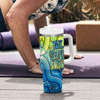 Australia National Swimming Team Tumbler With Handle Aboriginal Dot Art Ocean Wave Pattern