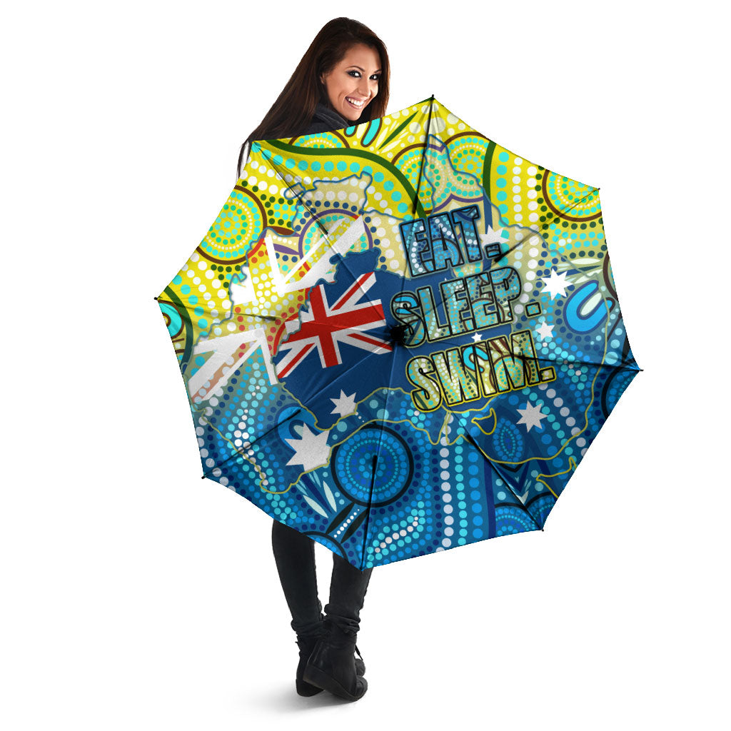 Australia National Swimming Team Umbrella Aboriginal Dot Art Ocean Wave Pattern